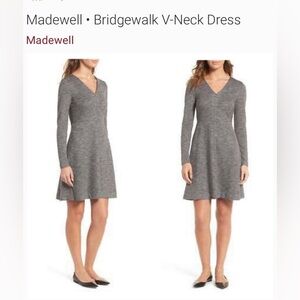[[ MADEWELL]] REPOSH! Bridgewalk V-Neck Long Sleeve  Fit & Flare Dress :…